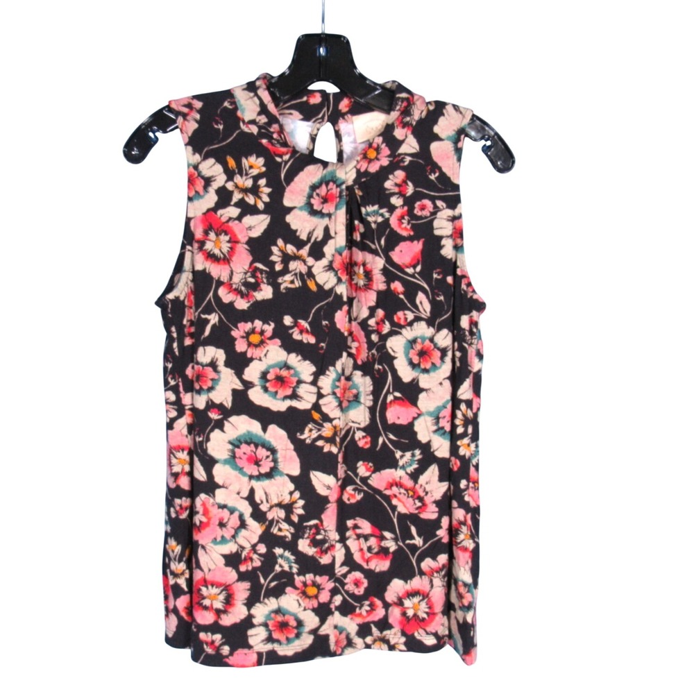 VANESSA VIRGINIA Anthropologie FLORAL Twist Keyhole Neck SLEEVELESS Blouse/Top S